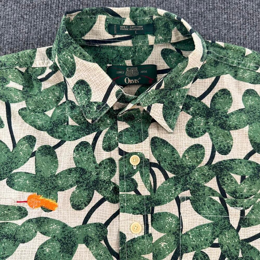 Vintage Orvis Men’s Short Sleeve Button Up Shirt 90’s Gorp Floral Fly Fishing L